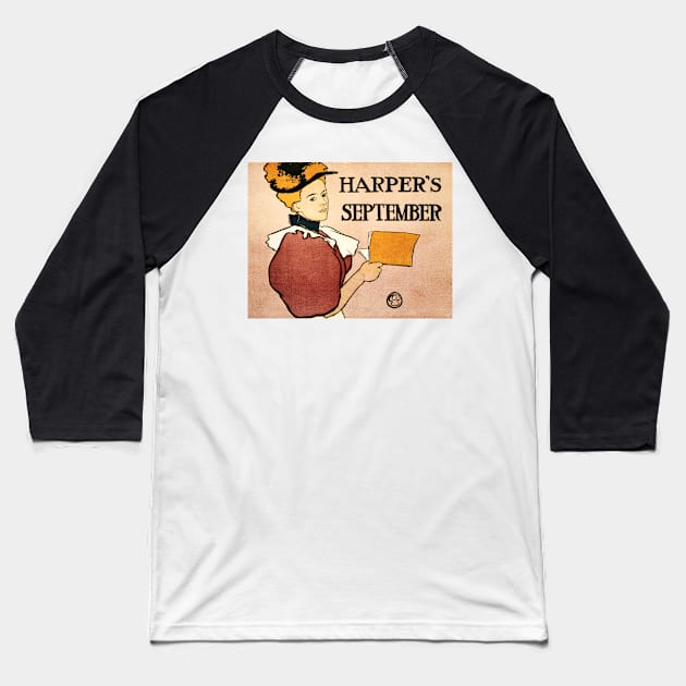 HARPER'S SEPTEMBER Magazine Cover by American Illustrator Edward Penfield Art Baseball T-Shirt by vintageposters